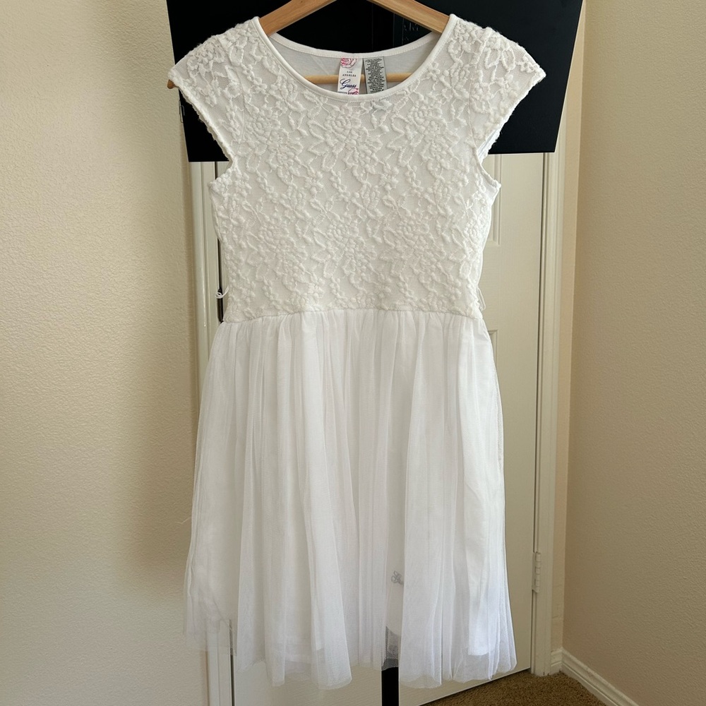 guess girls' white lace dress